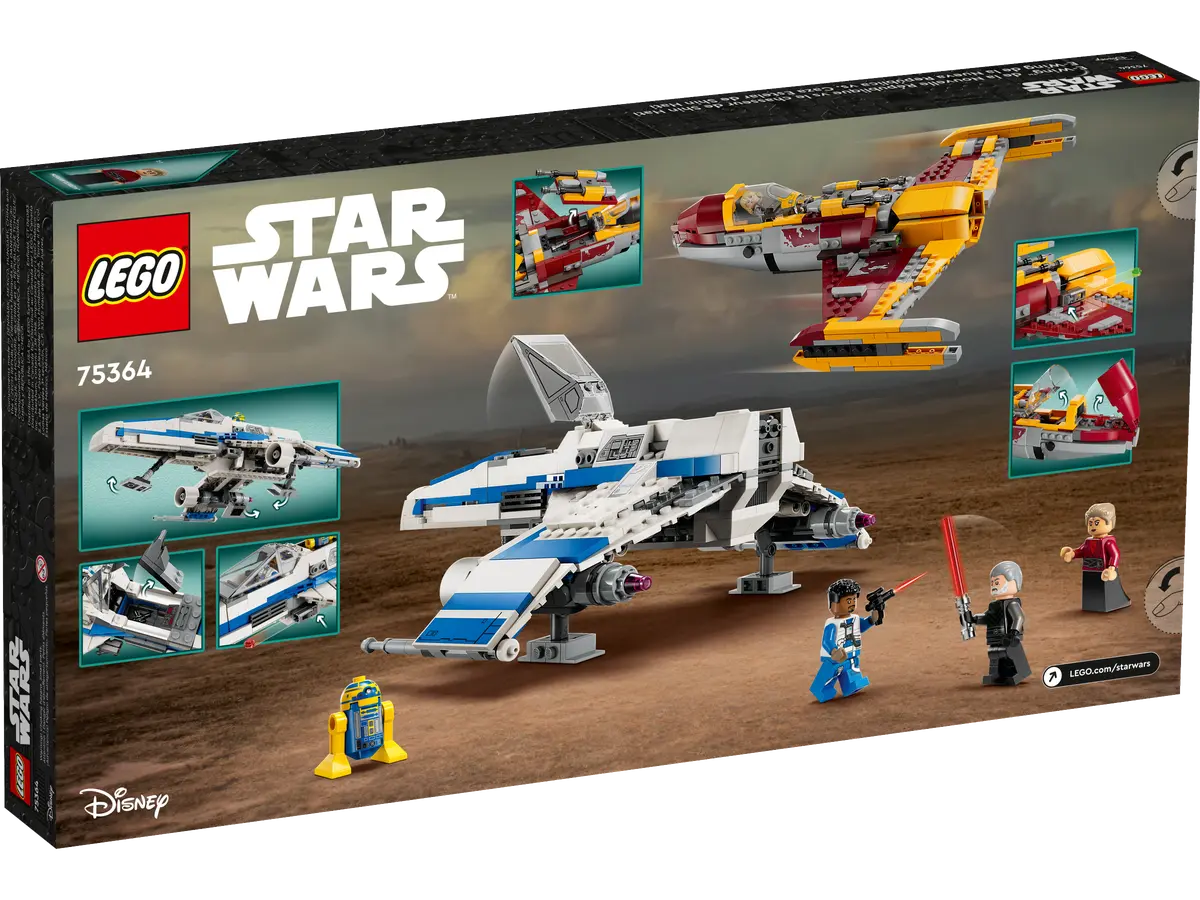 LEGO Star Wars New Republic E-Wing vs. Shin Hati’s Starfighter, Ahsoka Series Set with 2 Toy Vehicles, Droid Figure, 4 Minifigures and 2 Lightsabers 75364