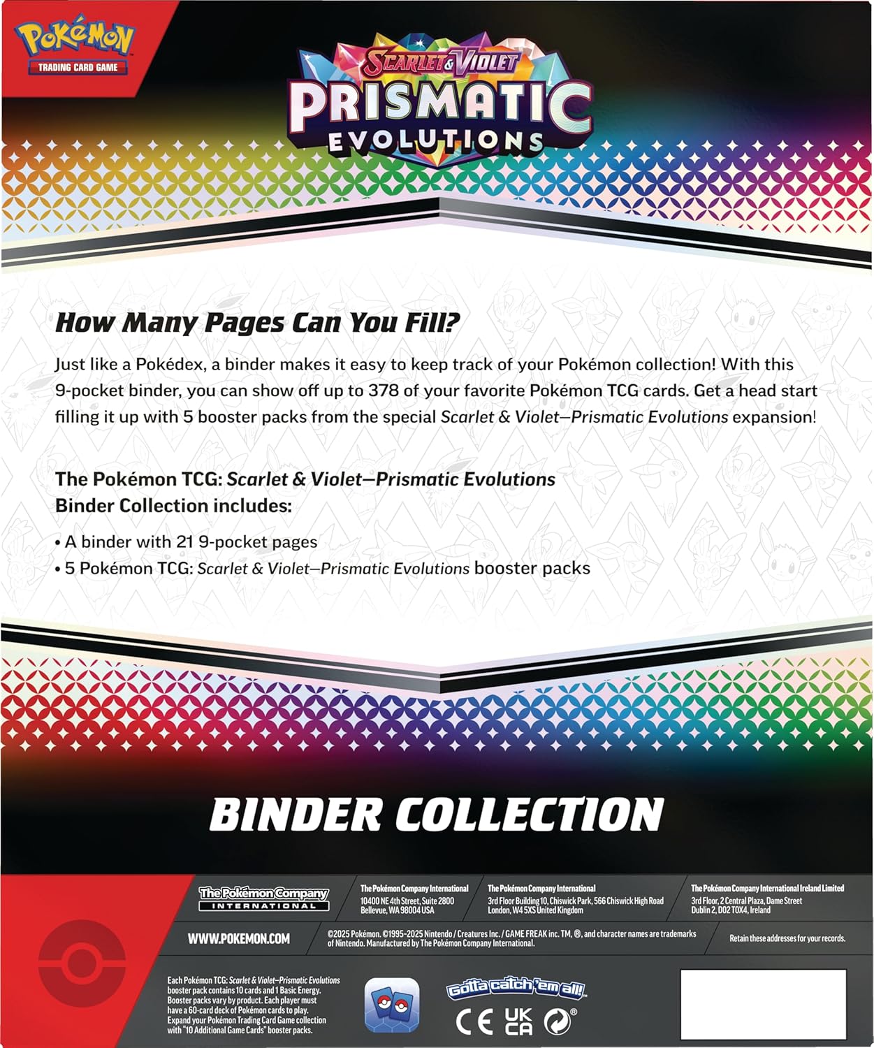 Pokémon TCG: Scarlet & Violet—Prismatic Evolutions Binder Collection (Binder with 378 Pockets & 5 Booster Packs)