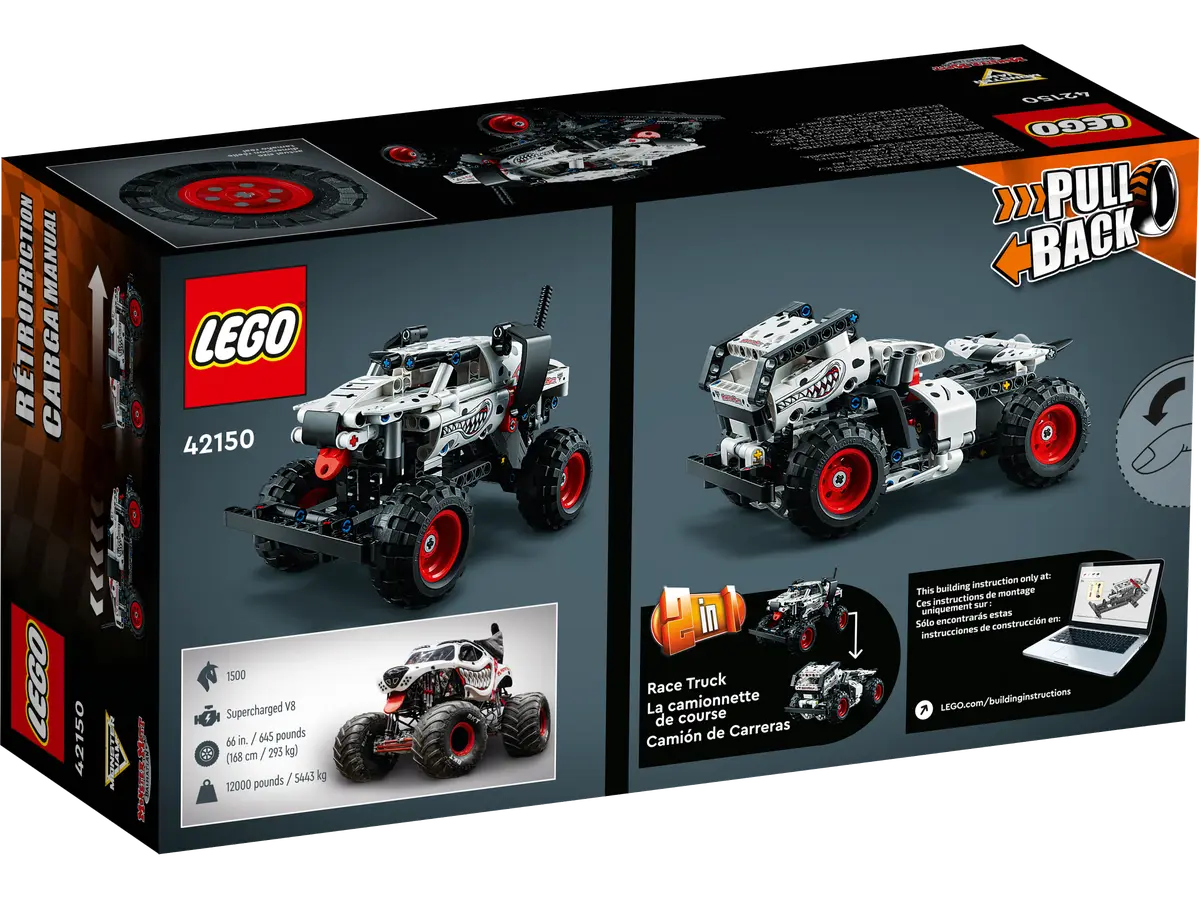 LEGO Technic Monster Jam Monster Truck, 2in1 Pull Back Racing 42150