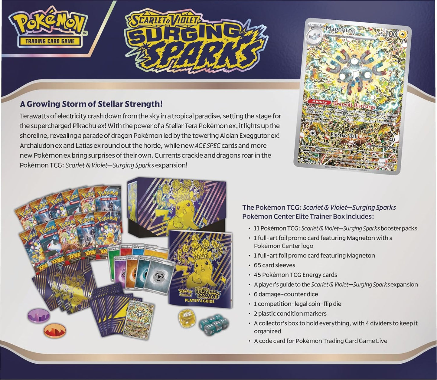 Pokémon TCG: Scarlet & Violet—Surging Sparks Elite Trainer Box (1 Full-Art Promo Card, 9 Boosters & Premium Accessories)